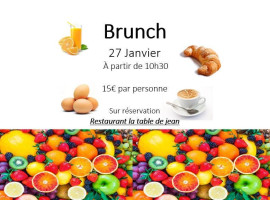 Restaurant La Table de Jean menu