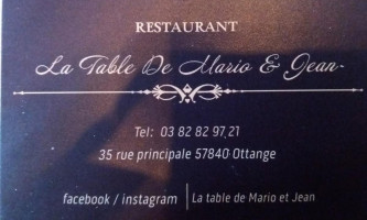 La Table De Mario Et Jean menu
