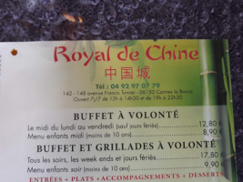 Royal De Chine menu