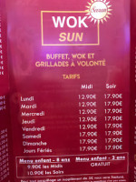 Wok Sun Sevran menu