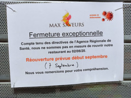 Max Saveurs menu
