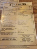 Le Cafe De L'industrie menu