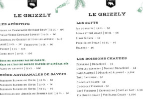 Le Grizzli menu