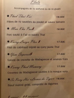 Accent Thai menu