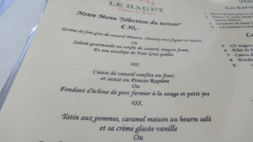 Chateau Le Haget menu