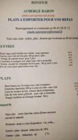 Auberge Baron menu