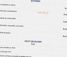 Cafe de la Paix menu