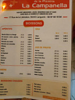 Pizzeria La Campanella menu