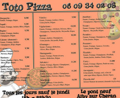 Toto Pizza menu