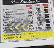 Mb.kebab (chez Mona) menu