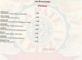 La Pâte à Pizza menu