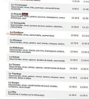 Le Kiosque à Pizzas menu