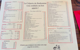 Crêperie Du Bonhomme menu