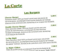 Burger Night menu