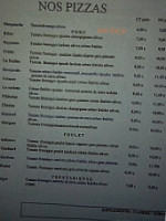 Espace Pizza menu