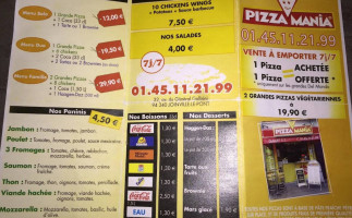 Pizza Mania menu