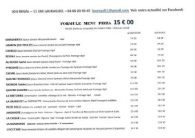 Lou Regal menu