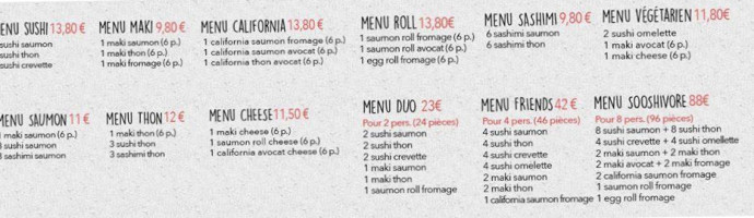 Sooshi Noirmoutier menu