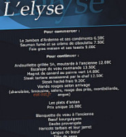 L'elysé menu