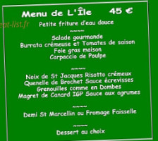 Le Crusoe menu