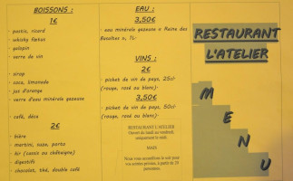 L'Atelier menu