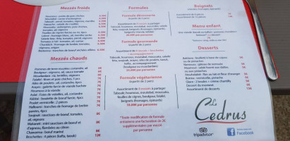 Le Cedrus (les Sablettes) menu