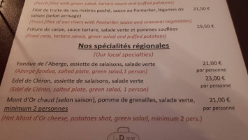 Le Bistrot De L'aberge menu
