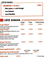 Coté Pizzas Drive menu