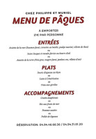 Chez Philippe Et Muriel menu