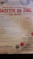 Le Zinc Authentique menu