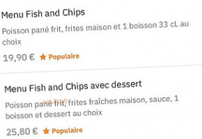 Fish And Chips menu