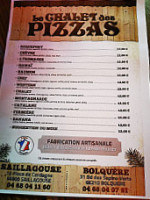 Le Chalet Des Pizzas menu