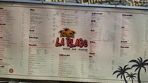 La Plage menu