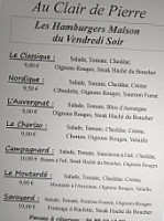 Au Clair De Pierre menu