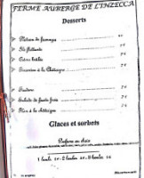 Auberge De L'inzecca menu