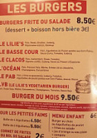Lilie’s Burger menu