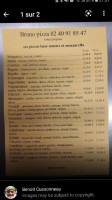 Bruno Pizza menu