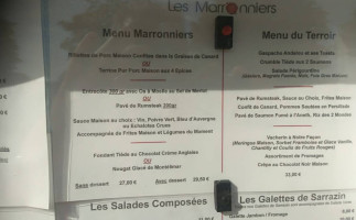 Les Marronniers Saint Emilion menu