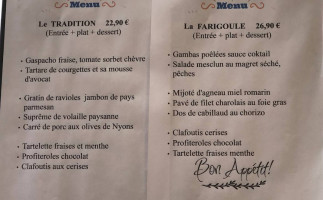 La Farigoule Spécialités Provençales Nyons menu