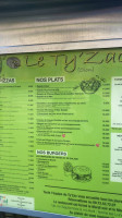 Le Ty Zac menu