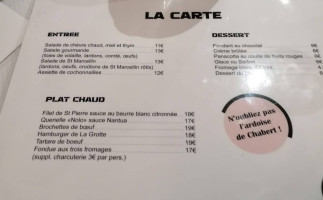 La Grotte menu