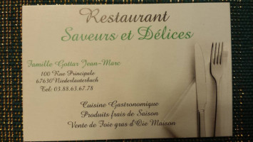 Saveurs et Delices menu