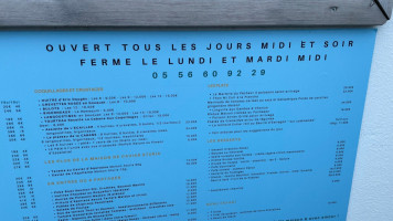 La Cabane Du Bout menu