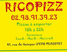 Rico Pizz menu