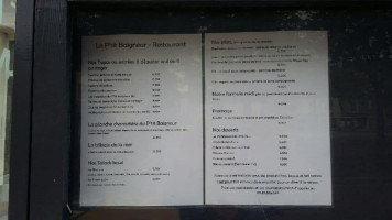 Le Petit Baigneur menu