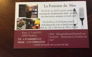 La Fontaine Du Mas food