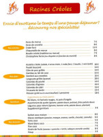 Racines Creoles menu