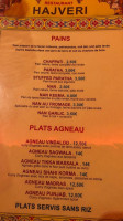 Restaurant Hajveri menu