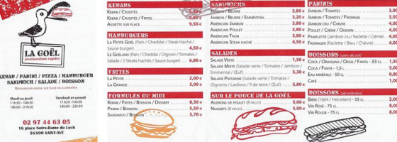 La Goël menu