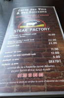 Steak Factory menu